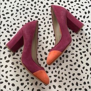 Boden Colorblock Orange & Purple Heels